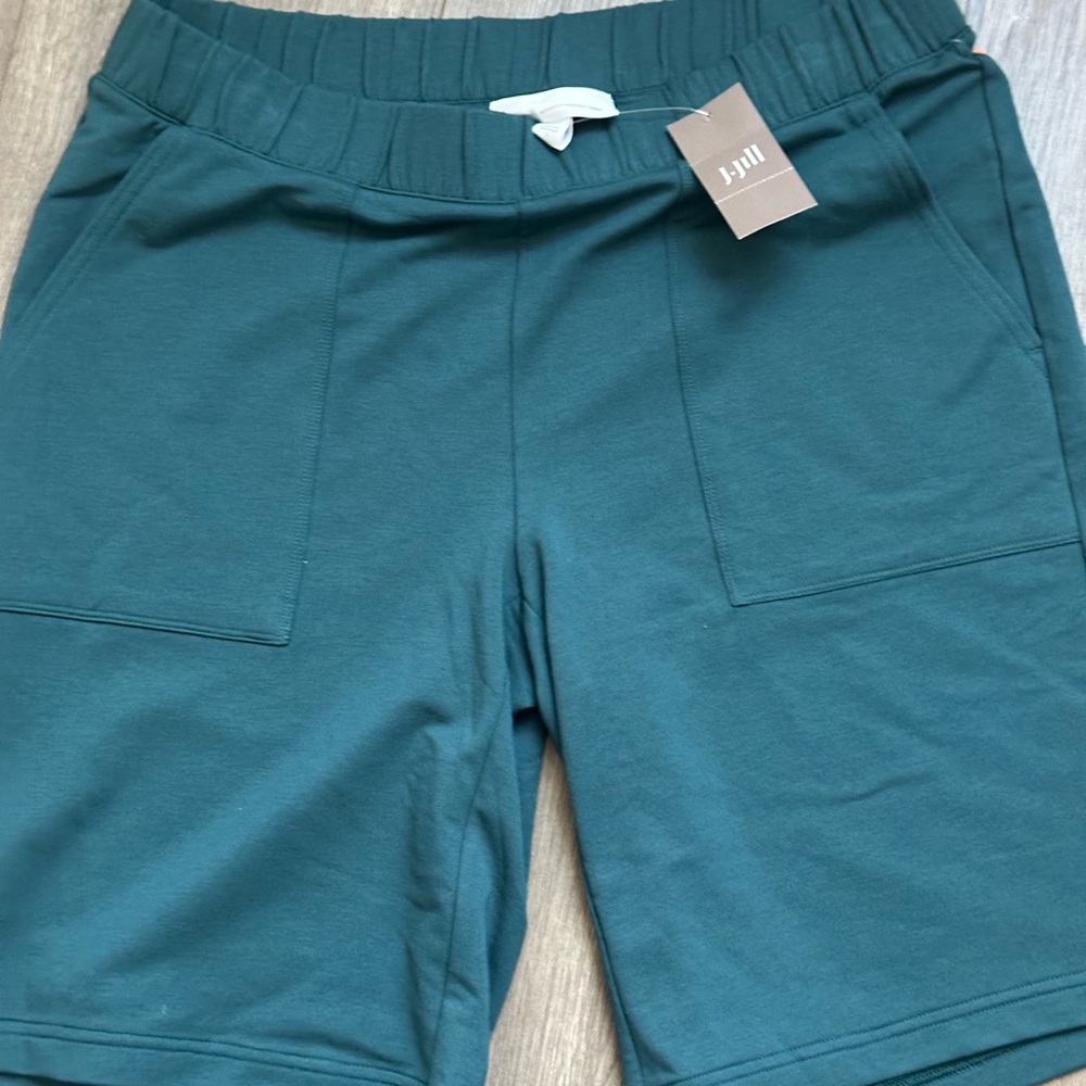 Pure Jill Affinity Pull On Shorts Teal Elastic Waist - Picture 3 of 10